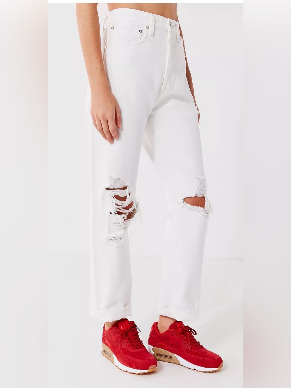 AGOLDE ‘90s Straight Leg Ripped Jean – White Out. Size 25